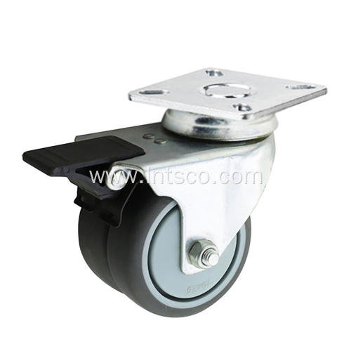 Twin-wheel TPR Casters with Brake